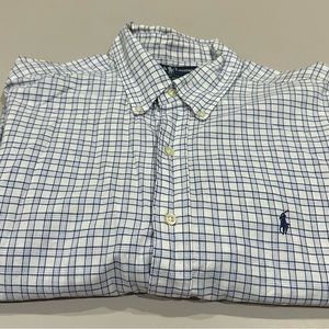 Ralph Lauren Light Blue & White Plaid Short Sleeve Shirt  Size XL
